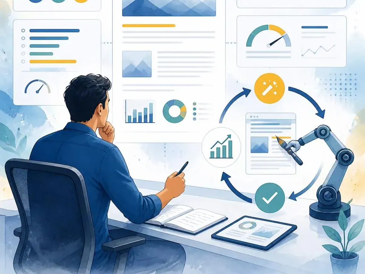 Siklus audit SEO otomatis dari search intent ke refresh konten dan laporan