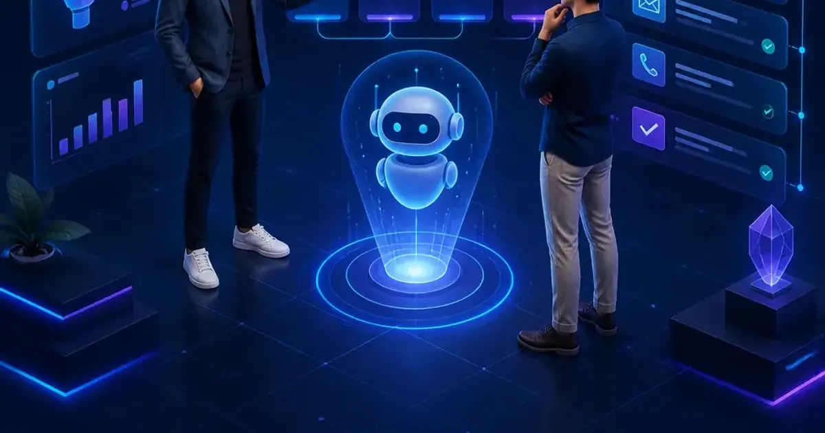 Tim founder memetakan workflow AI Agent bersama mentor di ruang kerja modern